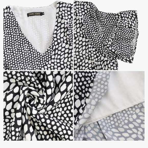 Flowy Patterned Dress. Size large. EUC. Worn once. - Picture 3 of 7